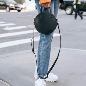 Urban Outfitters Black Round Circle Crossbody Bag Purse Removable Strap Boho Hip